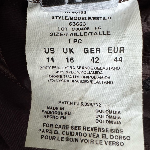 Miraclesuit Women's Swimsuit Brown One Piece Ruched Style #63663 Size 14 - Picture 10 of 15